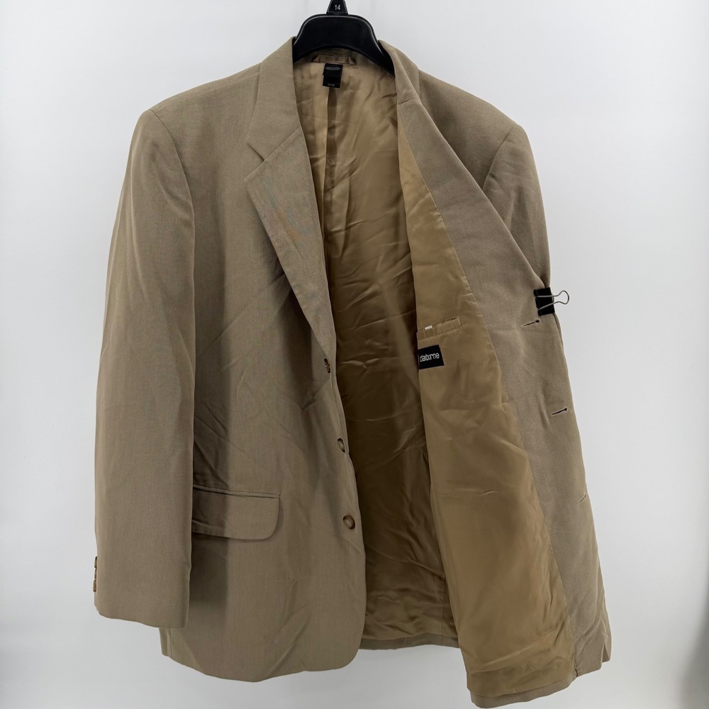 Claiborne Blazer Mens 44R Tan 3-Button Professional Textured Sport Coat Jacket